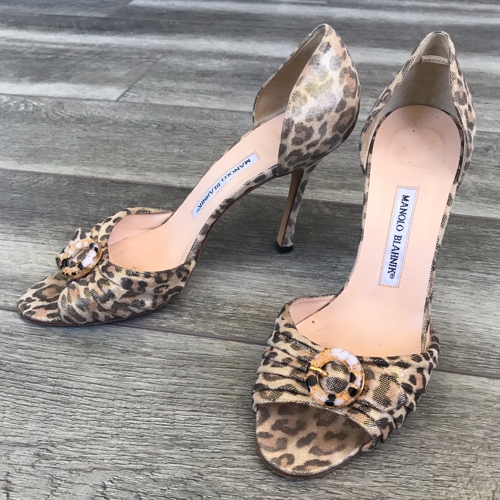 MANOLO BLAHNIK Leopard Peep-Toe D'Orsay - Picture 6 of 8